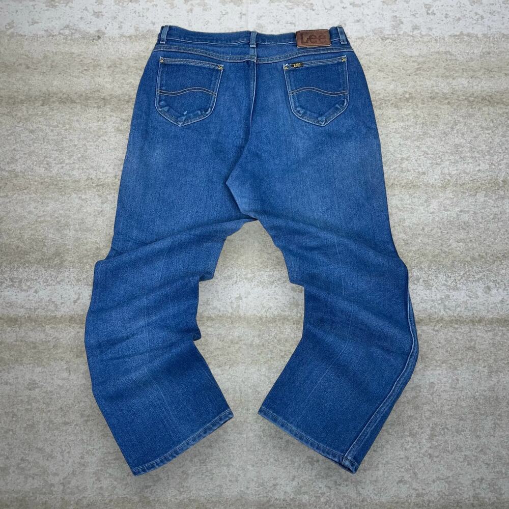 Vintage 90s Lee MR Jeans 34x30 Baggy Wide Leg Fit Dark Wash Denim